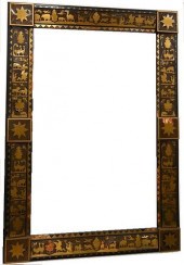 EBONY WOOD BRASS INLAID MIRROR