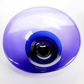 ED BRANSON ART GLASS BOWLBlue,