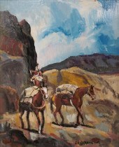ED LARSON, PACK'N-IN, OIL ON P