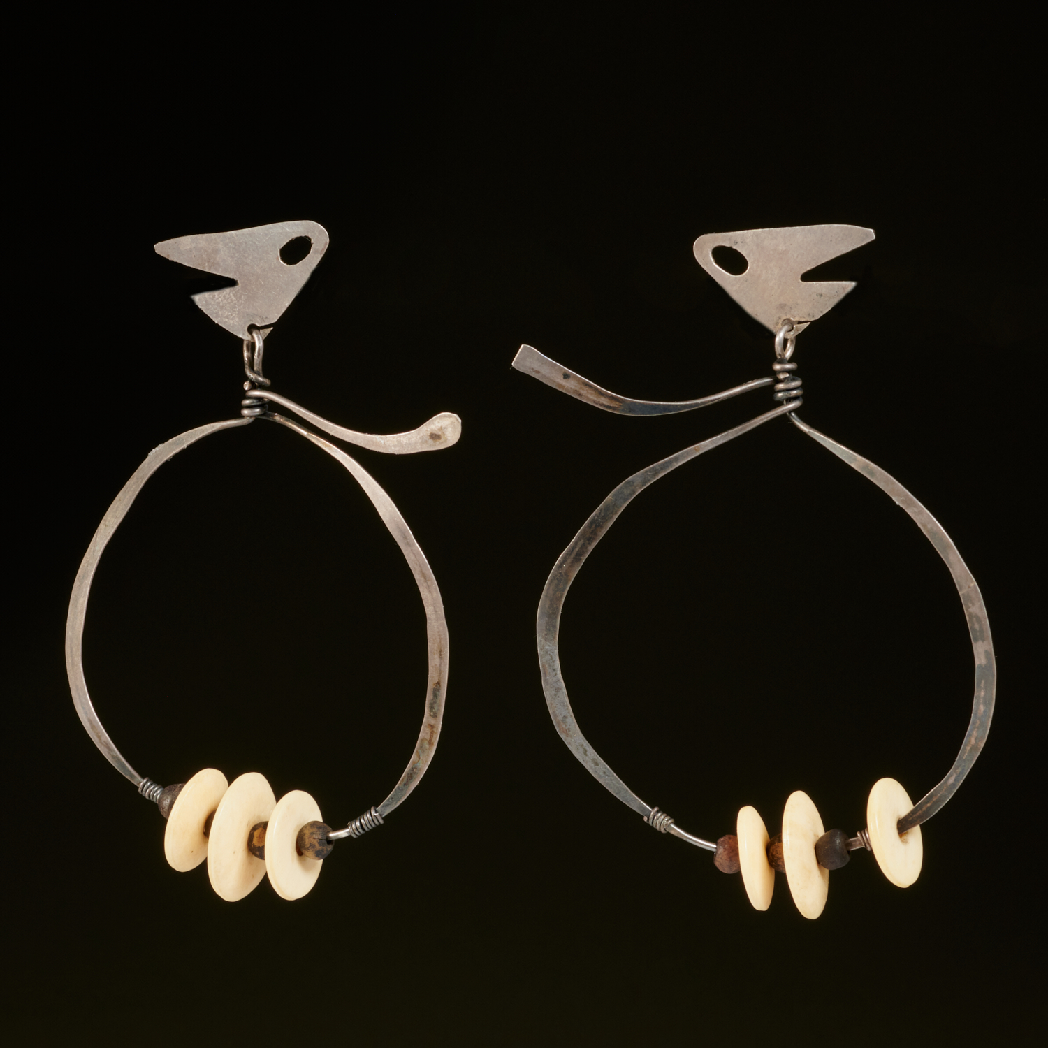 ED WIENER, PAIR STERLING EARRINGS