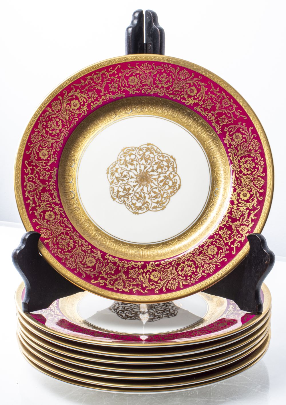 EDGERTON CRANBERRY & GILT PORCELAIN