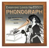 EDISON PHONOGRAPH FRAMED MIRRO