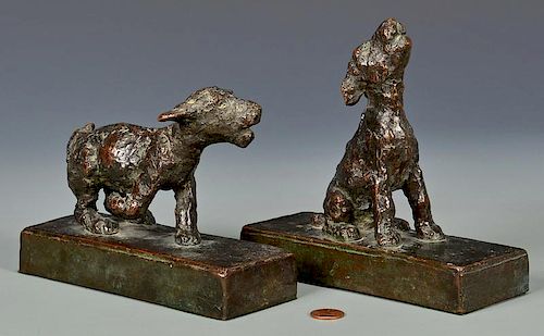 EDITH PARSONS PAIR BRONZE TERRIER