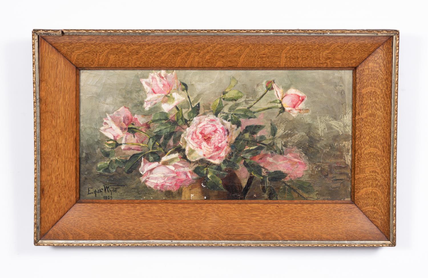 EDITH WHITE 1889 OIL, STILL LIFE OF