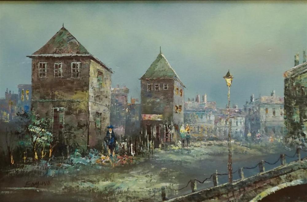 EDMUND, VIEW OF A VILLAGE, OIL ON