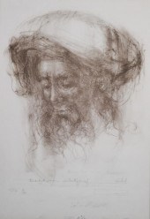 EDNA HIBEL, BEARDED MAN LITHOG