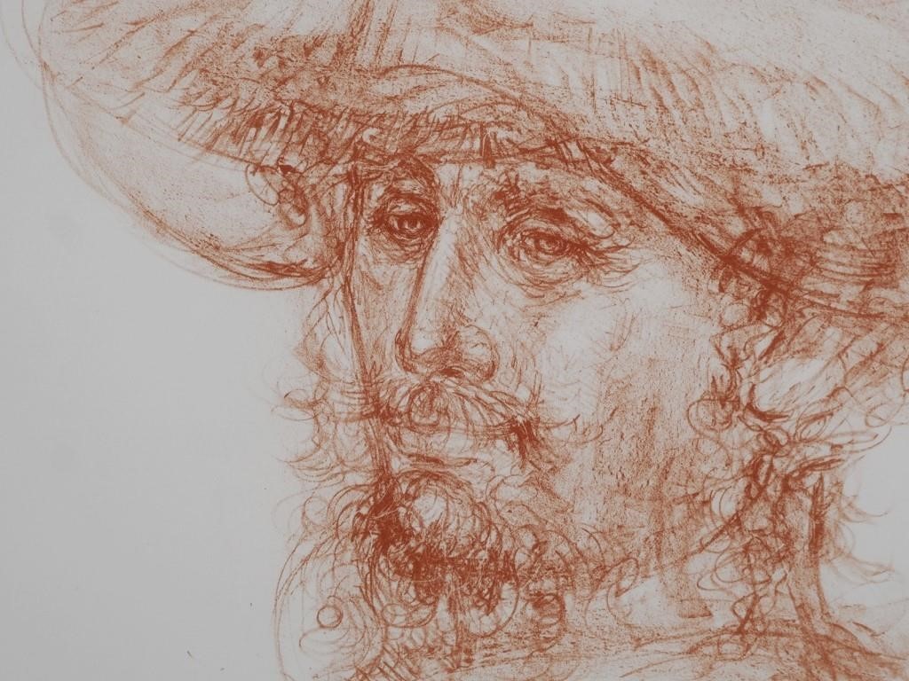 EDNA HIBEL, LITHOGRAPH, MAN WITH