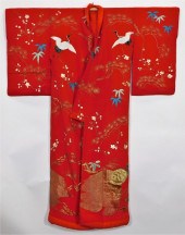 EDO PERIOD EMBROIDERED CRANES