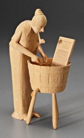 Edsel Martin carving, woman wi