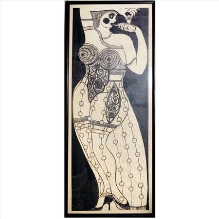 Edward Faiers WOMAN Woodcut 	 