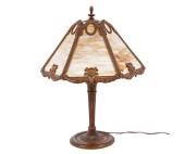 EDWARD MILLER SLAG GLASS LAMP<
