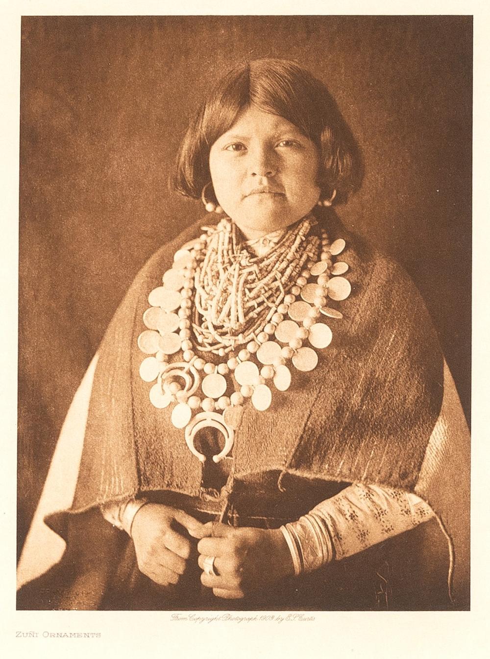 EDWARD S. CURTIS, ZUNI ORNAMENTS,