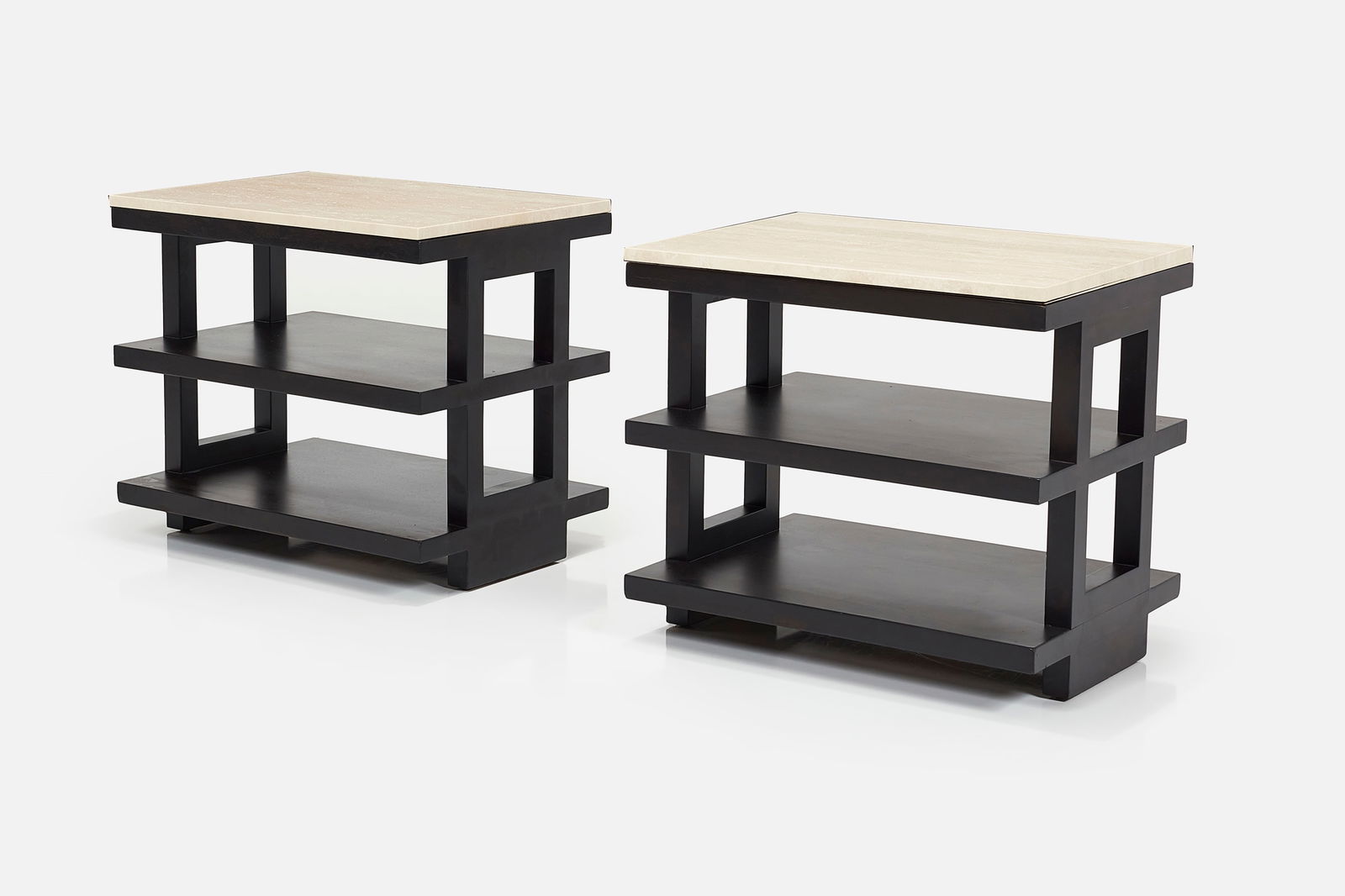 EDWARD WORMLEY, TIERED END TABLES