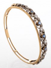 EDWARDIAN 14K DIAMOND & SAPPHI