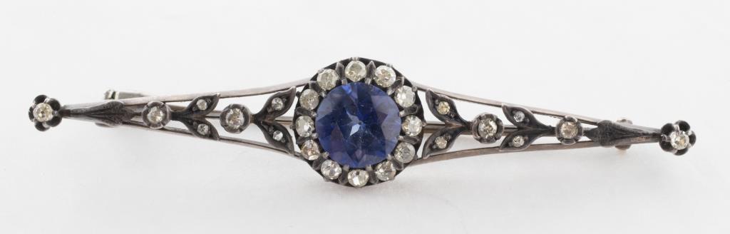EDWARDIAN 14K DIAMOND & SAPPHIRE