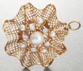 EDWARDIAN 14K GOLD DIAMOND & P