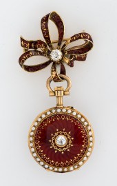 EDWARDIAN 14K GOLD DIAMOND ENA