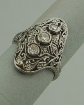 EDWARDIAN 14K WHITE GOLD AND D