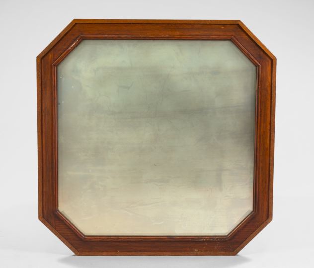 Edwardian Banded Oak Looking Glass,