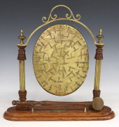 EDWARDIAN BRASS &AMP; OAK TABL