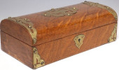EDWARDIAN BRASS BOUND OAK TABL