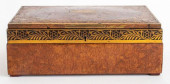 EDWARDIAN BRASS INLAID HARDWOO