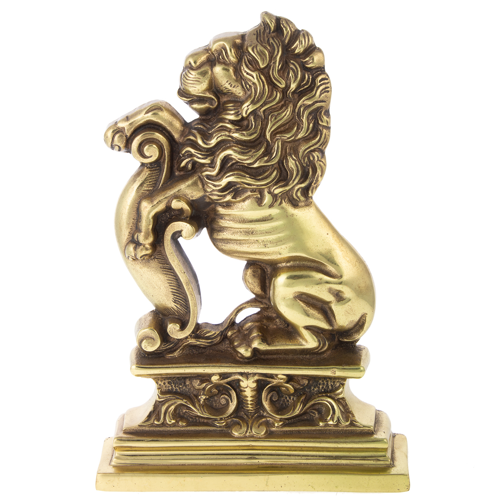 EDWARDIAN BRASS LION DOORSTOP Early