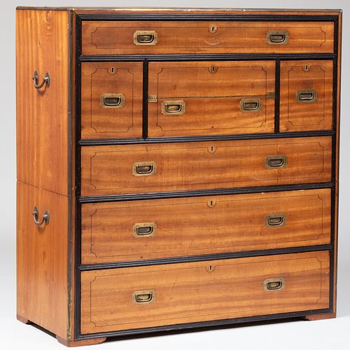 EDWARDIAN BRASS-MOUNTED CAMPHORWOOD