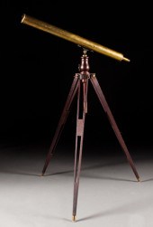 Edwardian brass telescope on a