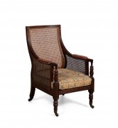 EDWARDIAN CANED MAHOGANY LIBRA