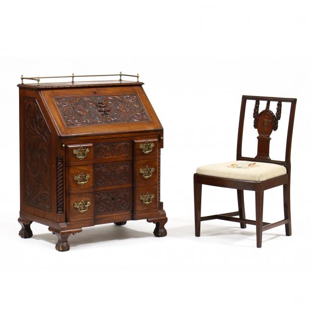 EDWARDIAN CARVED MAHOGANY SLANT