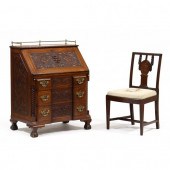 EDWARDIAN CARVED MAHOGANY SLAN