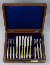 EDWARDIAN CASED SILVER DESSERT