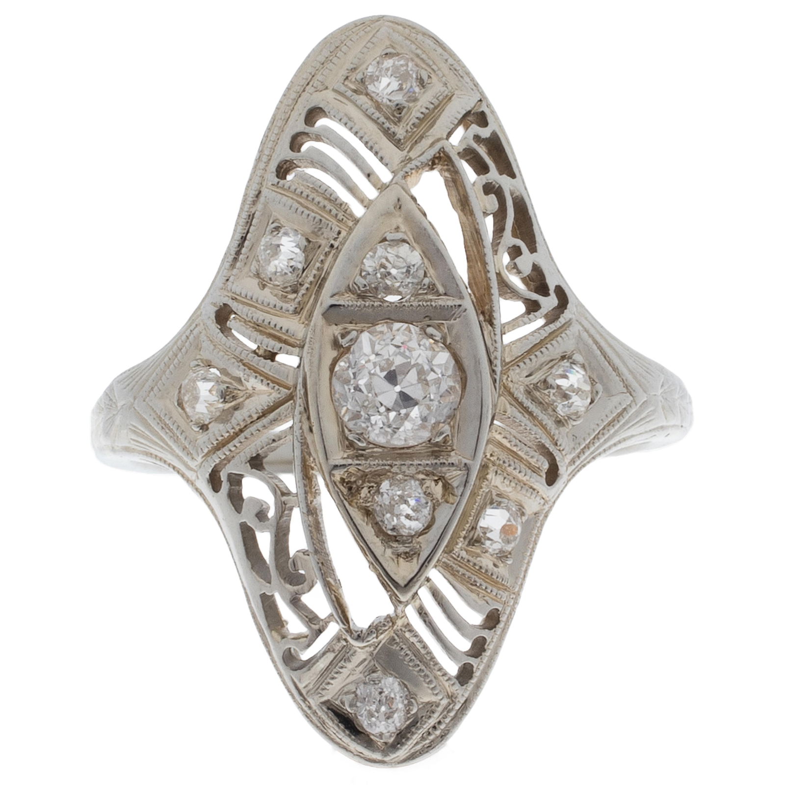 EDWARDIAN DIAMOND, 18K WHITE GOLD