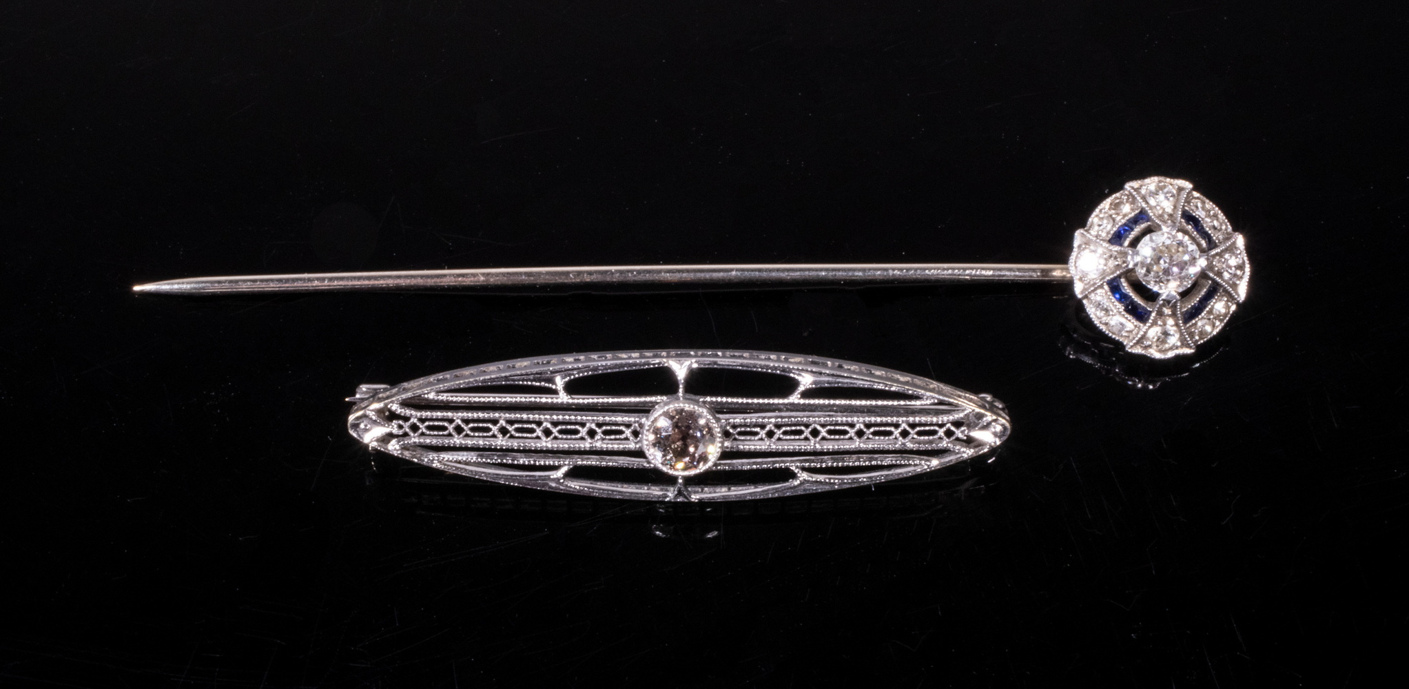 EDWARDIAN GOLD & DIAMOND PINS (2)