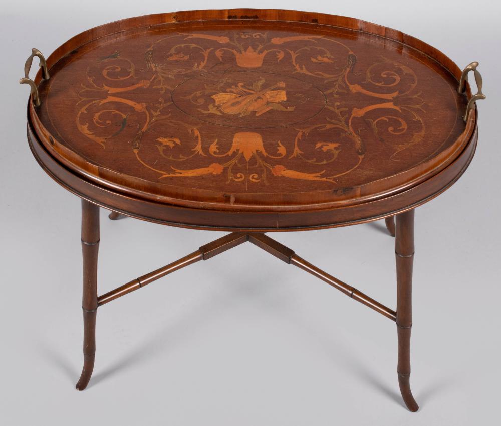 EDWARDIAN INLAID MAHOGANY TRAY 20
