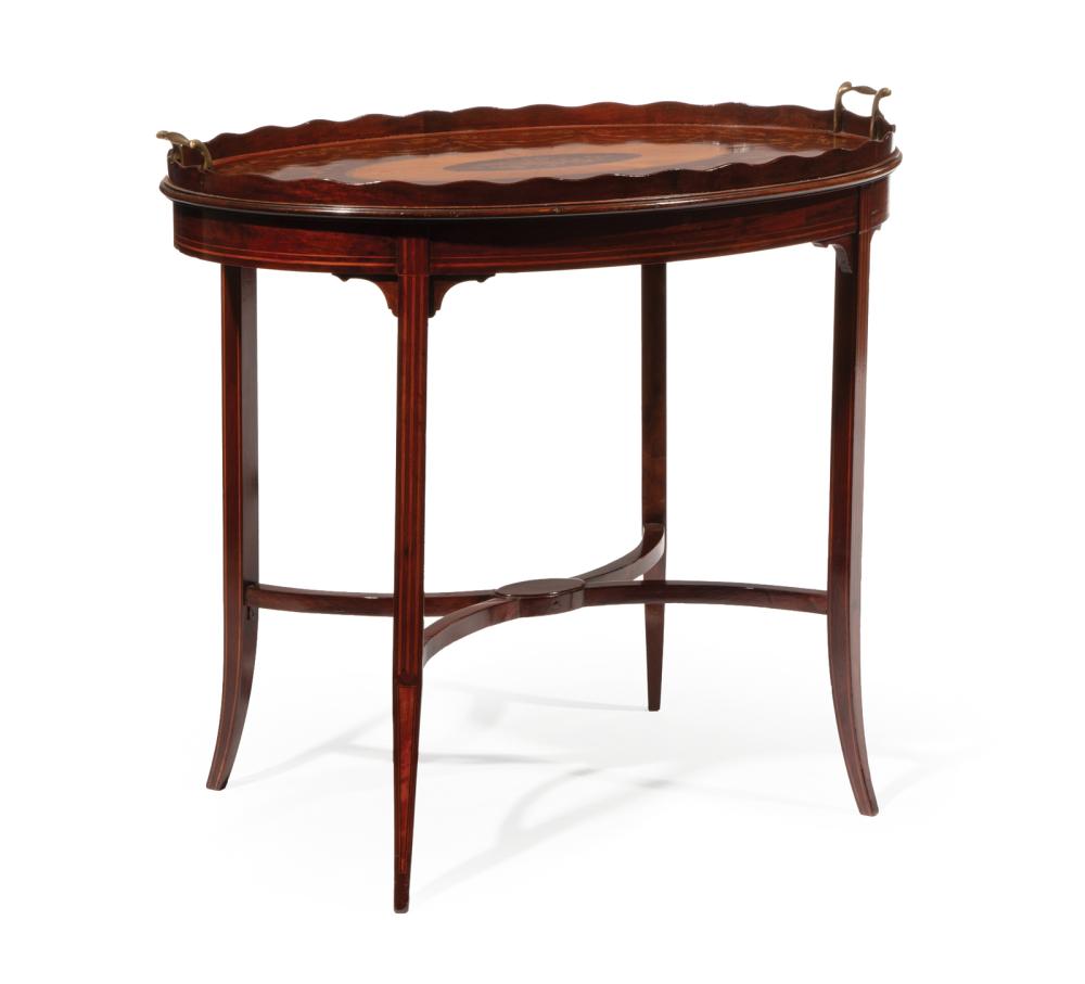 EDWARDIAN INLAID MAHOGANY TRAY