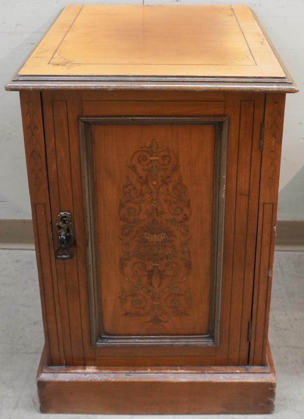 EDWARDIAN INLAID MAPLE SIDE CABINET