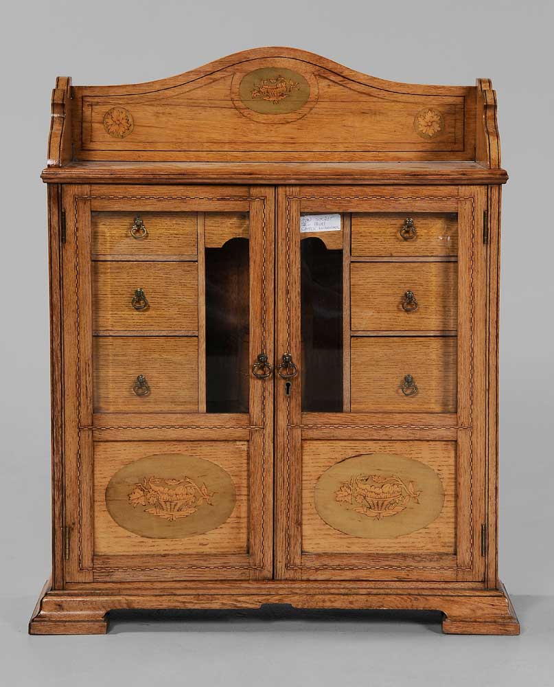 Edwardian Inlaid Oak Smoking