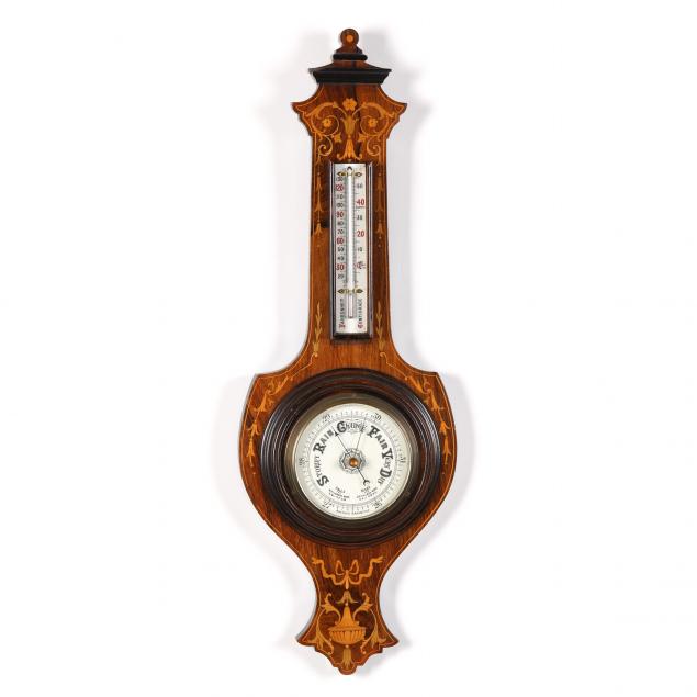 EDWARDIAN INLAID ROSEWOOD ANEROID