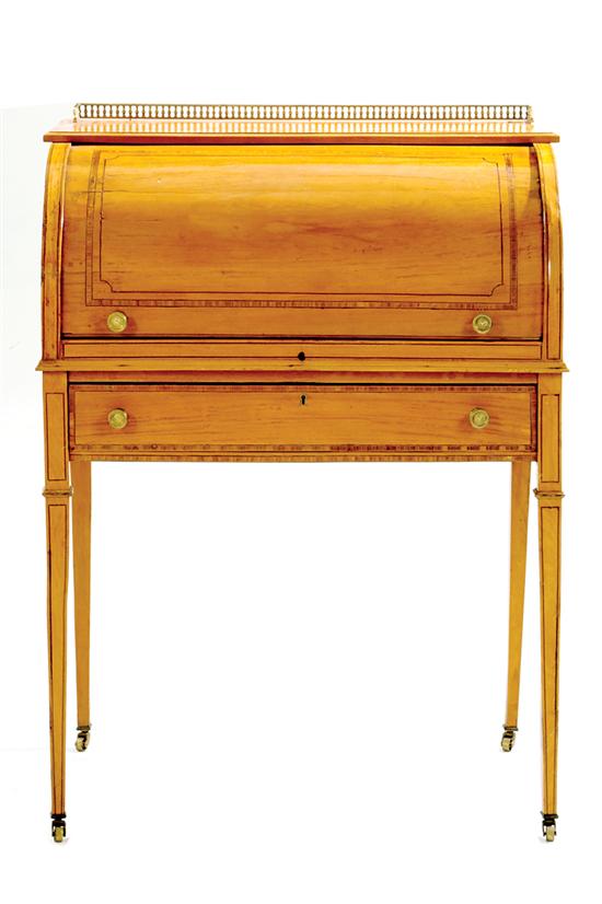 Edwardian inlaid satinwood cylinder