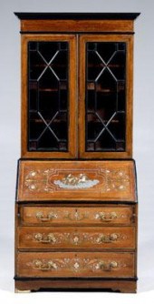 Edwardian inlaid secretary, ma