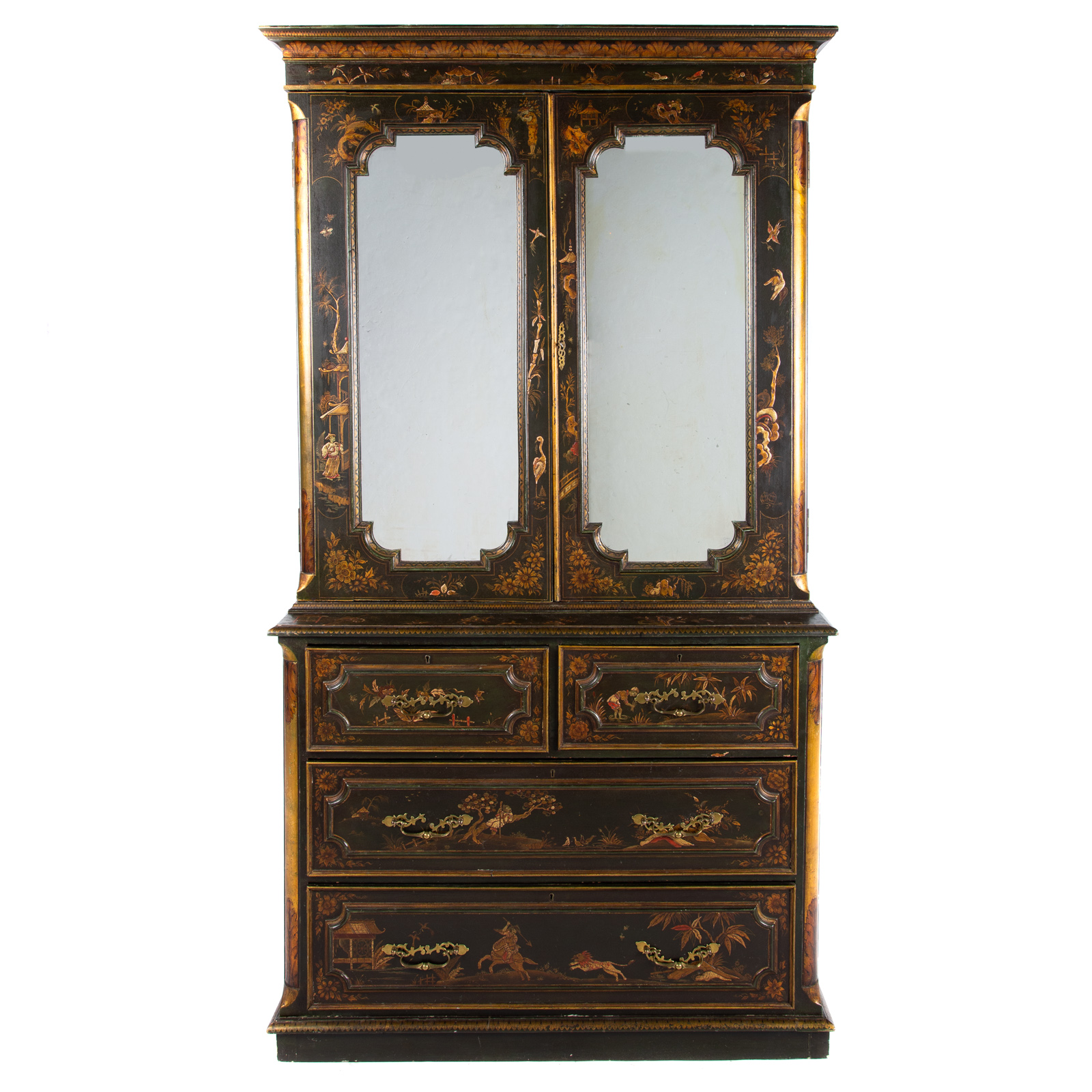 EDWARDIAN JAPANNED SECRETARY DESK
