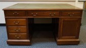 EDWARDIAN MAHOGANY GREEN LEATH