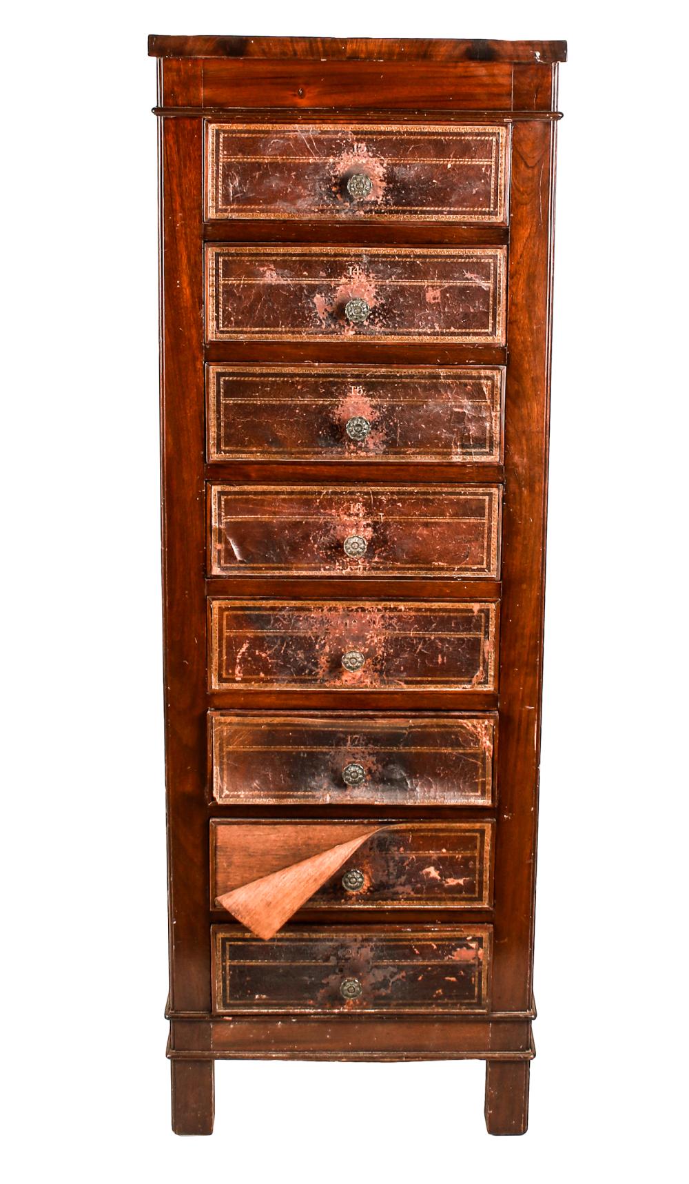 EDWARDIAN MAHOGANY TALL CHEST OF