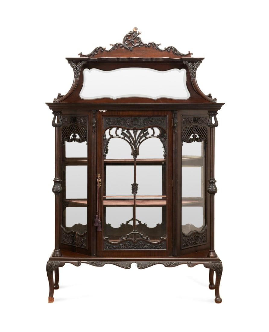 EDWARDIAN MAHOGANY VITRINE, C.