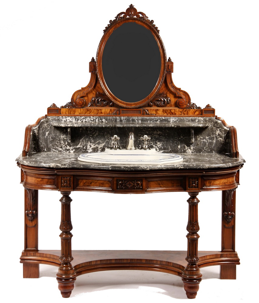 EDWARDIAN MARBLE TOP SINK STAND -