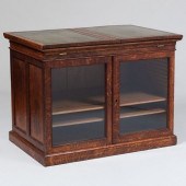 EDWARDIAN OAK AND GREEN LEATHE