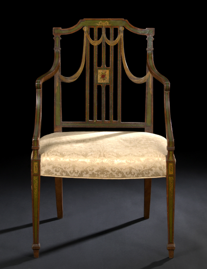 Edwardian Polychromed Armchair, 