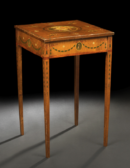 Edwardian Polychromed Satinwood and